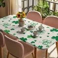 thumbnail image 3 of St. Patrick's Day Table Cloths for 4 Foot Rectangle Tables, Spring Green Shamrock Plant Beige Patio Waterproof Elastic Fitted Tablecloths, Washable Rectangular Table Cover for Camping, 3 of 8