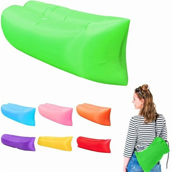 Inflatable Couch Air Sofa Hammock Portable, Waterproof Anti Air Leaking Design Camping Chair for Traveling Beach Picnics & Music Festivals Camping (Green)
