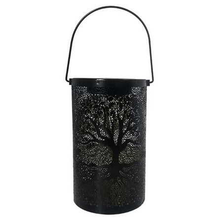 

LED Solar Lantern Light Wrought Iron Hollow Tree Projection Lamp Yard Decor