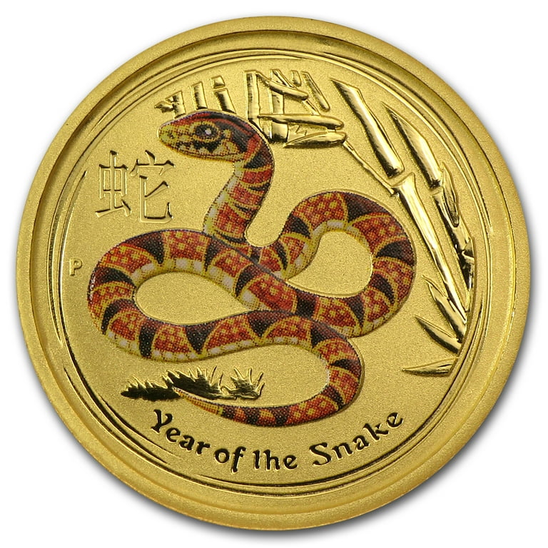 2013 Australia 1/10 oz Gold Lunar Snake BU (SII, Orange