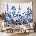 thumbnail image 2 of Blue Flowers Small Tapestry for Bedroom Wall Hanging Tapestry, Simple Spring Ombre Botanical Floral Ceiling Backdrop Tapestries Poster Blanket Wall Decor for Teens Room Living Room Dorm 23" x 28", 2 of 8