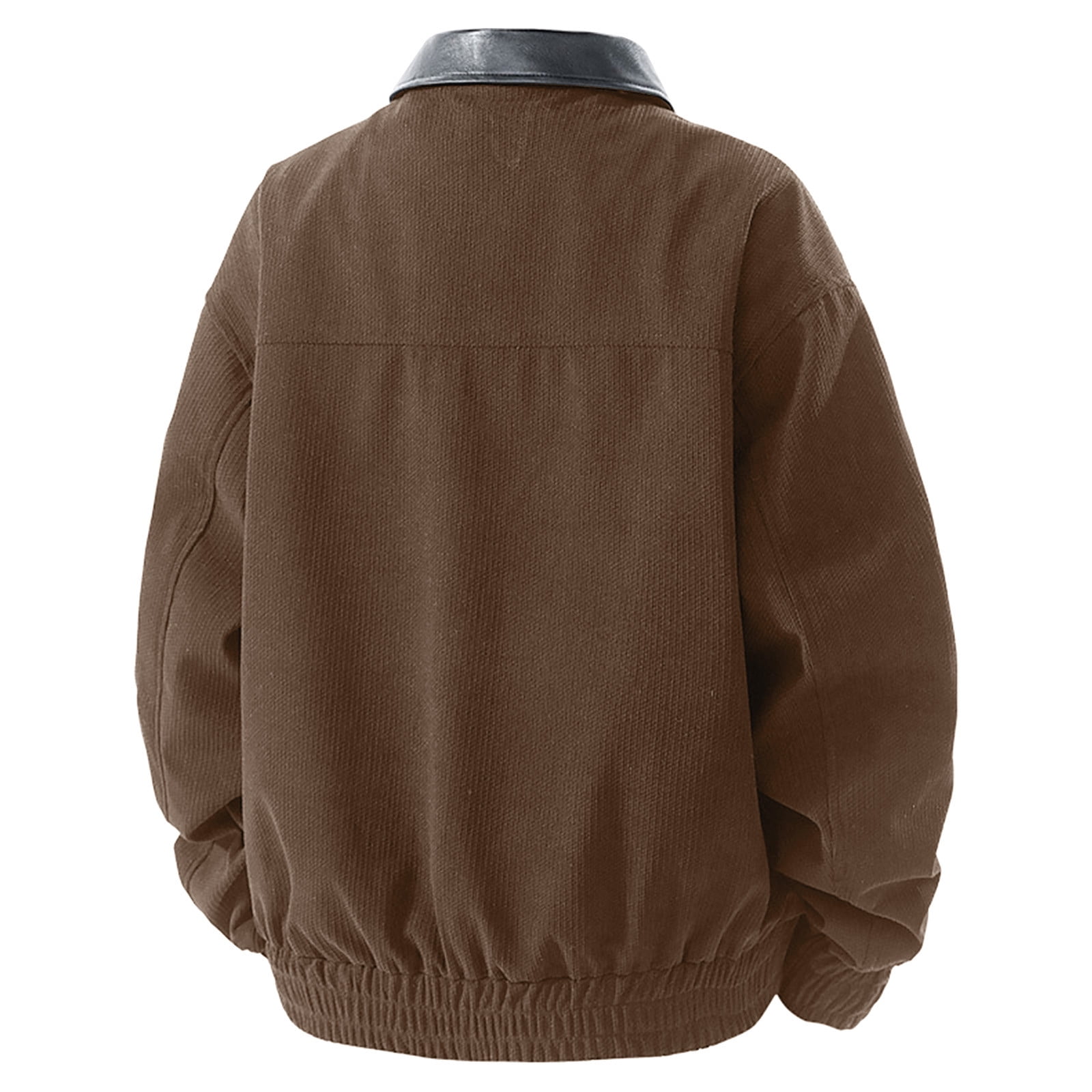 FNFYFH Men Barn Jackets with Faux Leather Collar Big and Tall Bomber Jacket Lightweigh Zip Up Stylish Fall Coat Biker Coats