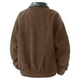 thumbnail image 4 of Tawop Men Jacket PU Leather Cargo Long Sleeve Zip Solid Mens Clothes,Coffee,M, 4 of 4