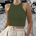 thumbnail image 2 of Duoif Tank Top for Women, Women's Cropped Tank Tops Ribbed Sleeveless Crew Neck Blouses Summer Casual Basic Tops Womens Tank Tops Womens Tops Green1 S, 2 of 4