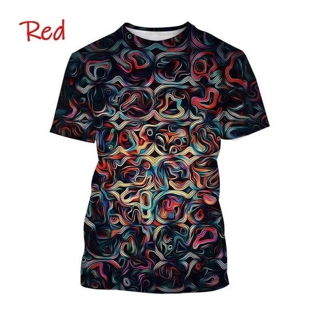 Trendy Graffiti Paint Vertigo Neon Painted Abstract 3D Printed T Shirt Colorful Hypnotic Distorted Line Unisex Short Sleeve Tees