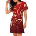 thumbnail image 2 of Fotbe Happy New Year Bata de Dormir para Mujer con Estampado, Camisón de Algodón de Manga Corta, Ropa de Dormir Casual, 2 of 6