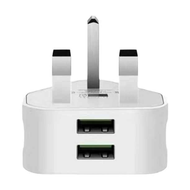 Adaptador Cargador Pared Corriente USB Enchufe Británico 3 Pines para Tableta (2USB)