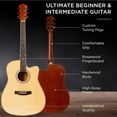 thumbnail image 5 of HarmonyStrings 41in Beginner Acoustic Guitar Full Size All Wood Cutaway Guitar Starter Set w/Case, Strap, Capo, Strings Natural, 5 of 8