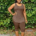 thumbnail image 2 of XuJwPNcy Womens Plus Size 2 Piece Outfit Casual Sportswear Striped Sleeveless Tank Top and Capri Leggings Tracksuit Sets, 2 of 6