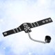thumbnail image 5 of Pulsera de cuero estilo punk vintage para hombre, con diseño de calavera y cadena, color negro, 5 of 7