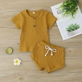 thumbnail image 3 of Seyurigaoka Baby Girls Boys Knitted Short Sleeve T-Shirt Top Solid Color Shorts, 3 of 7