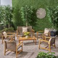 thumbnail image 6 of GDF Studio Beacher Outdoor 6 Piece Wood and Wicker Chat Set, Mixed Mocha, 6 of 9