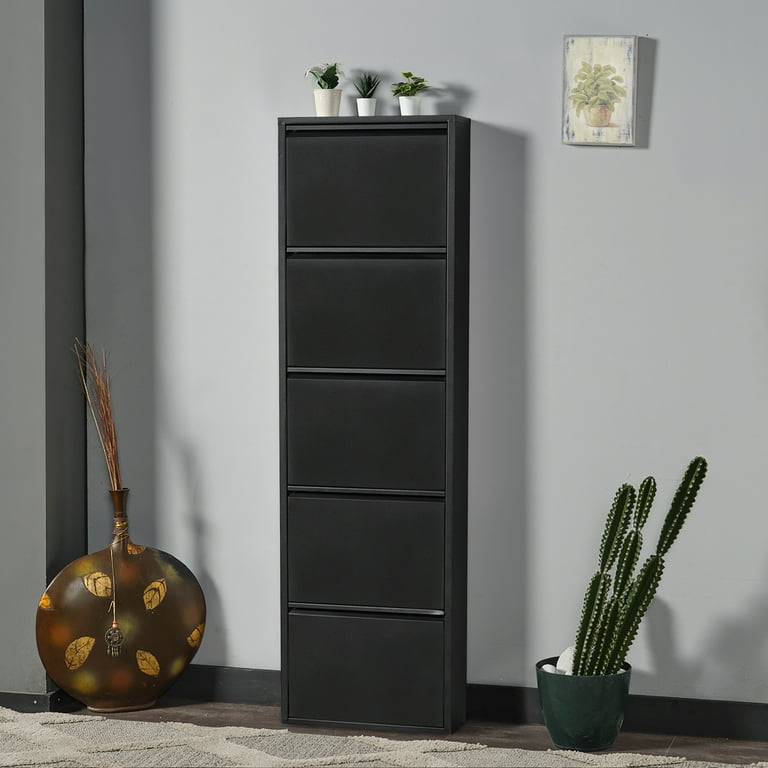 Flip Drawer Shoe Cabinet, Wall Mounted, No-Assembly, Metal