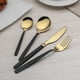 thumbnail image 2 of 24 Piece Titanium Black And Golden Plated Stainless Steel Silverware Set,black Handle With Golden Mouth Flatware Set Black And Golden Cutlery Set Serv, 2 of 5
