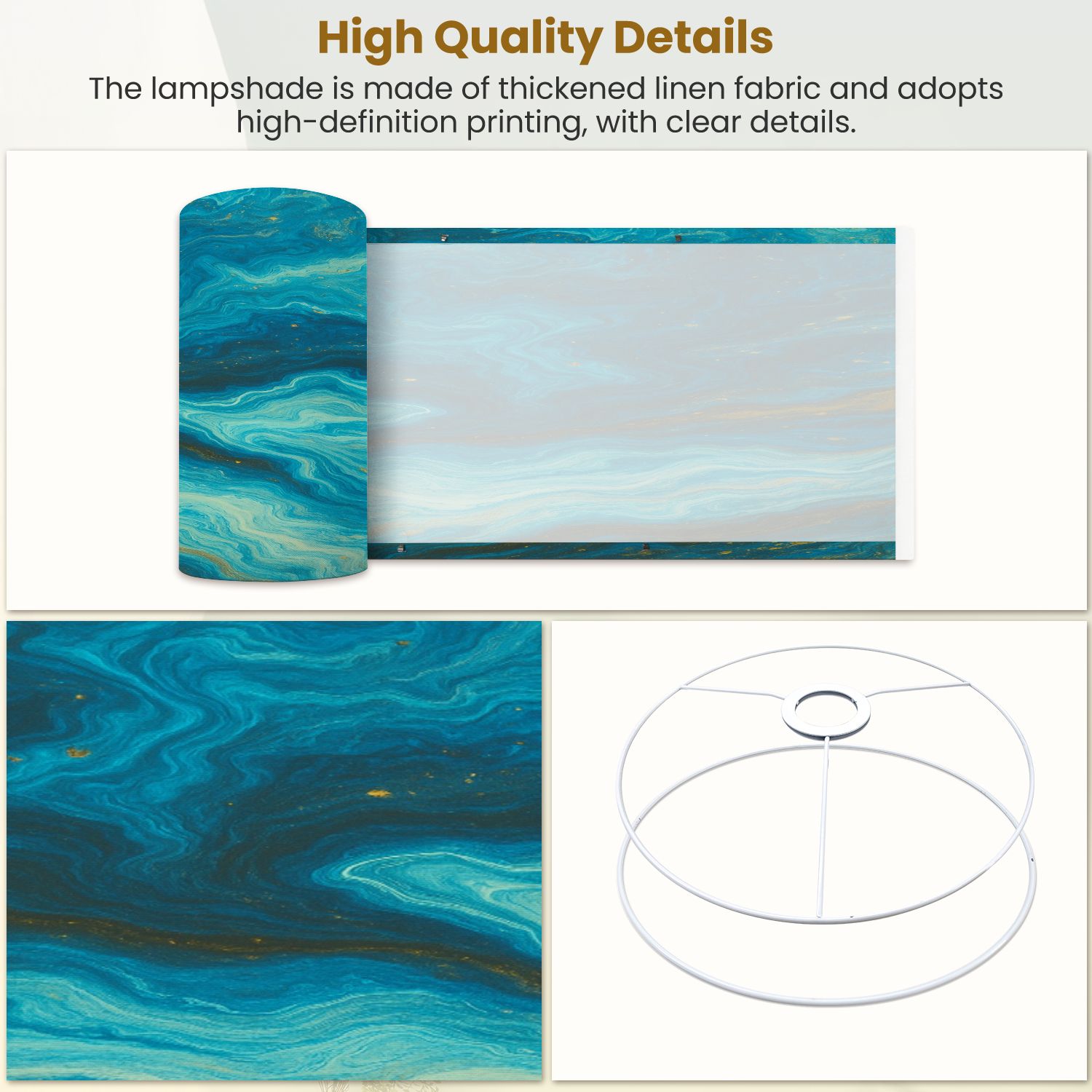 Lampshades 2 Pack Marble abstract acrylic Blue marbling artwork texture Agate Gold 13"x13"x10" Light Shade for Table Lamps Floor Lamps Drum Lamp Shades Lampshade Replacement Easy Assembly