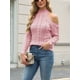 thumbnail image 4 of Suéteres de Cuello Alto con Hombros Descubiertos para Mujer, Jerseys de Punto Suave de Larga para Otoño, Jersey Sexy. Rosa L, 4 of 9