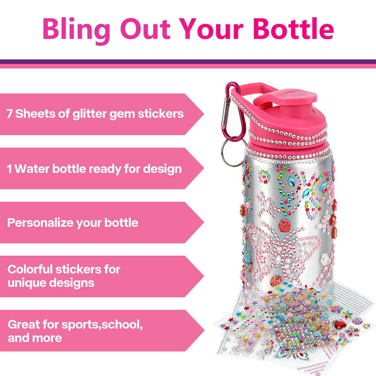 TIANYOTOY Decorate Your Own Water Bottle for girls Ages 4 5 6 7 8 9 10 11  12 Arts and crafts for Kids DIY with Tons of glitter gem Diamond