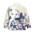 thumbnail image 5 of Uourmeti Purple Floral Butterfly Zipper Sweatshirt for Girl Kids Quarter Zip Up Pullover Sweatshirts Fall Winter Comfy Casual Loose for School 5-14 Years Size 13-14, 5 of 7