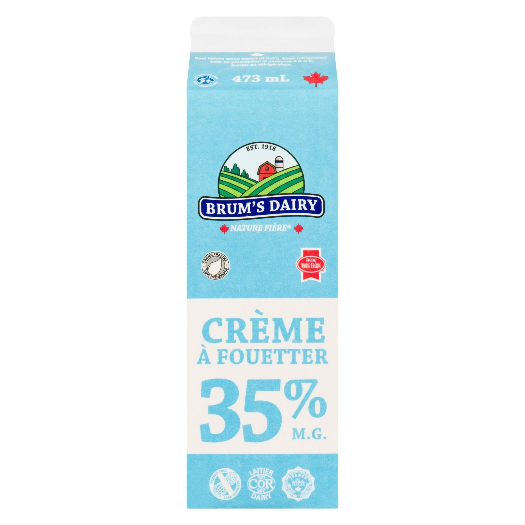 Crème à fouetter à 35 % M.G. de Brum's Carton de 473 ml