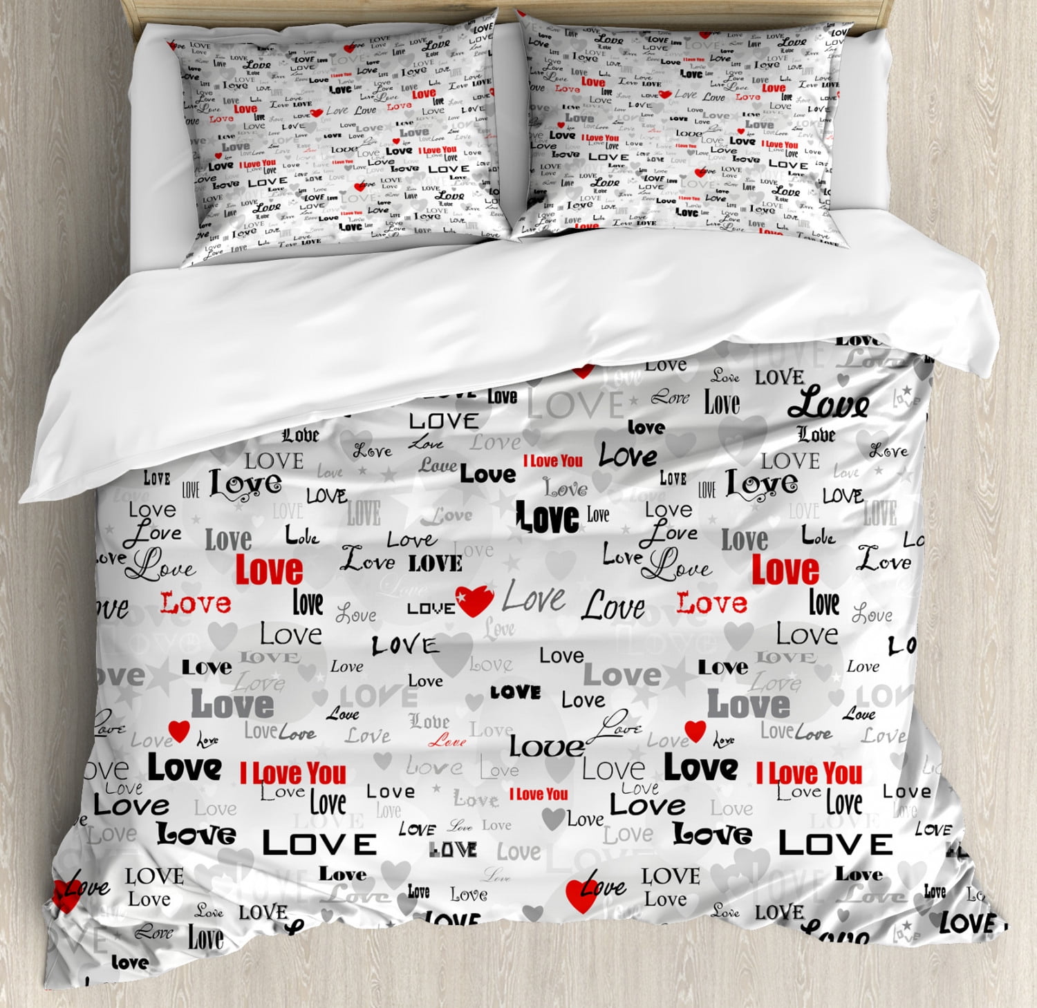 Love Duvet Cover Set King Size, Different Calligraphy Designs Texts I