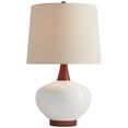 thumbnail image 2 of 360 Lighting Brice Modern Mid Century Accent Table Lamp 23" High Ivory Ceramic Wood Neck Off White Drum Shade for Bedroom Living Room Bedside Office, 2 of 9