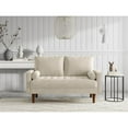 thumbnail image 2 of Pemberly Row Modern 58" Upholstered Velvet Loveseat in Ivory, 2 of 12