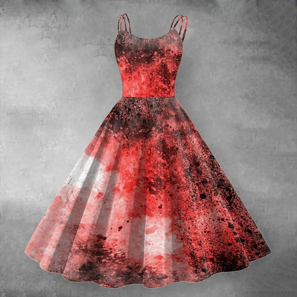WILLBEST Fondos para Vestidos Mujer Moda Mujer Retro Divertido Estampado Tirantes Casual Vestido con Tirantes Chica