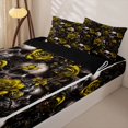 thumbnail image 3 of Homewish Spooky Halloween Skull Zipper Twin Comforter Sets with Fitted Sheet and 2 Pillowcases,Rustic Plant Flower Zipper Bedding Set,Black Reversible,4pcs, 3 of 8
