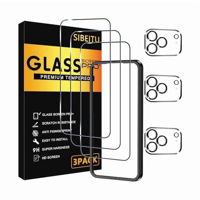 Chenchen 3 Pack Screen Protector for iPhone 17 Pro with 3 Pack Camera Lens Tempered Glass Protector + Installation Frame, 6.3 Inch HD Clear Glass Film 9H Hardness, Scratch Resistent, Case Friendly