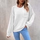 thumbnail image 3 of Suéter blanco de cuello redondo y manga larga con bolsillo en el pecho para otoño/invierno, corte holgado, estilo murciélago XXL, 3 of 6