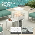 thumbnail image 5 of MBY 4-Seat Aluminum Patio Furniture Set with 45,000 BTU Propane Fire Pit Table and Glass Wind Guard, Weather-Resistant for Garden, Pool or Balcony-White, 5 of 9