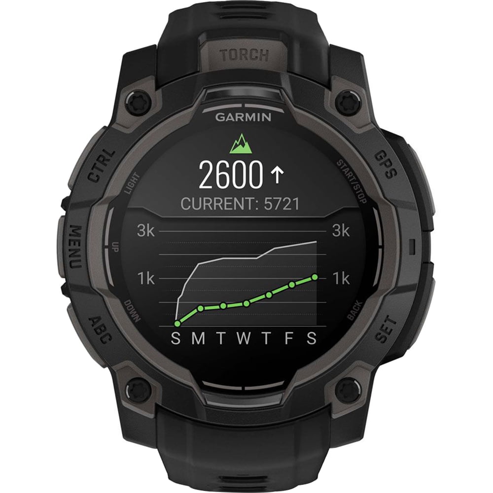 Garmin Instinct 3 - 45 mm Outdoor GPS Smartwatch, AMOLED, Black with Black Band 010-02936-00 Bundle with 2 Year Extended Warranty & Deco Essentials Wearable Safety Light