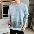 thumbnail image 3 of Sudadera para hombre, sin capucha, ropa masculina, top estampado azul, jersey con letras, moda Harajuku, nueva, sudadera de una pieza, algodón, tallas S, 3 of 5