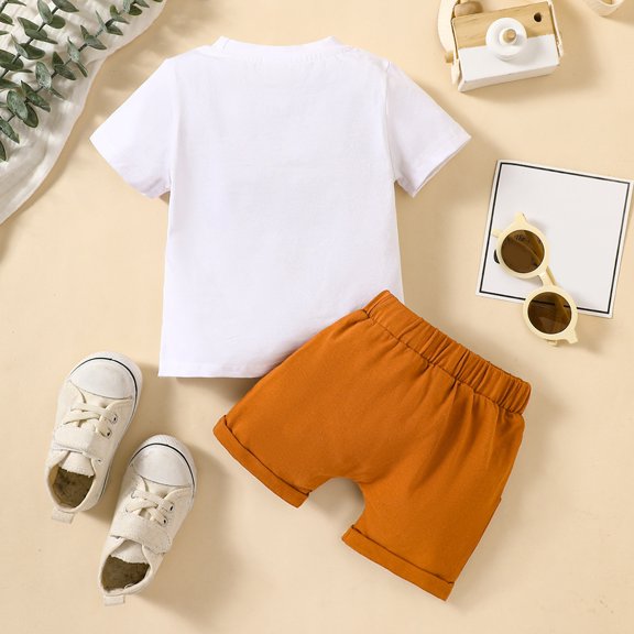 Vedolay Short Sets For Boy Casual Boys Summer 2023 Outfits Short Sleeve T-Shirt & Shorts Set,White 0-6 Months