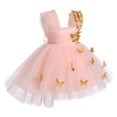 thumbnail image 2 of IBTOM CASTLE Toddler Baby Girls Birthday Party Dress Butterfly Embroidery Princess Tulle Tutu Wedding Pageant Evening Prom Ball Gown 3-4 Years Pink + Gold Butterfly, 2 of 8