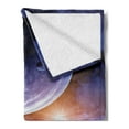 thumbnail image 2 of Outer Space Soft Flannel Fleece Throw Blanket, Watching a Meteor Rain from a Wooden Dock Under the Sun Rays Image, Cozy Plush for Indoor and Outdoor Use, 60" x 80", Orange Indigo Brown, by Ambesonne, 2 of 5