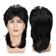 thumbnail image 3 of Pelucas de salmonete para hombres, disfraces de los años 70 y 80, accesorio de fiesta elegante para hombres, peluca de cabello para cosplay de Halloween de color negro, 3 of 5