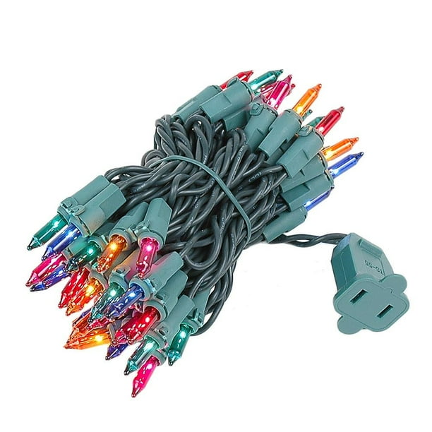 Novelty Lights 50 Light Christmas Mini Light Set, Green Wire, 11' Long