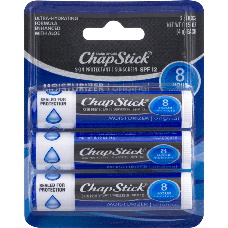 Chapstick SPF 15 Lip Balm with Moisturizer, 3 Pack, Skin