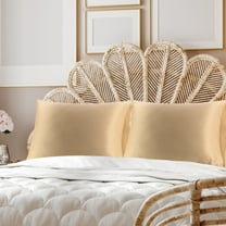 PiccoCasa Luxury Satin Pillowcases Silky Pillow Cover Set of 2, King Caramel