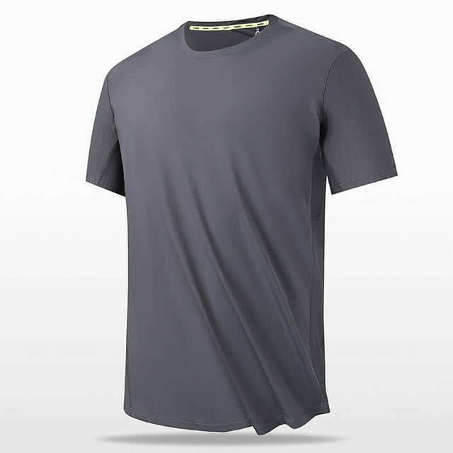Playeras Elvqul de Hombre sin Estampado Gris Manga Corta Cuello Redondo Casual Deportivas