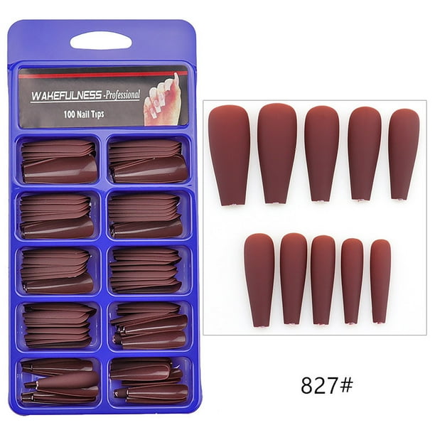 Uñas postizas, uñas postizas, regalos para mujeres, 100 piezas de uñas postizas mate, parches largos para decoración de uñas, caja de uñas completamente esmeriladas, uñas postizas