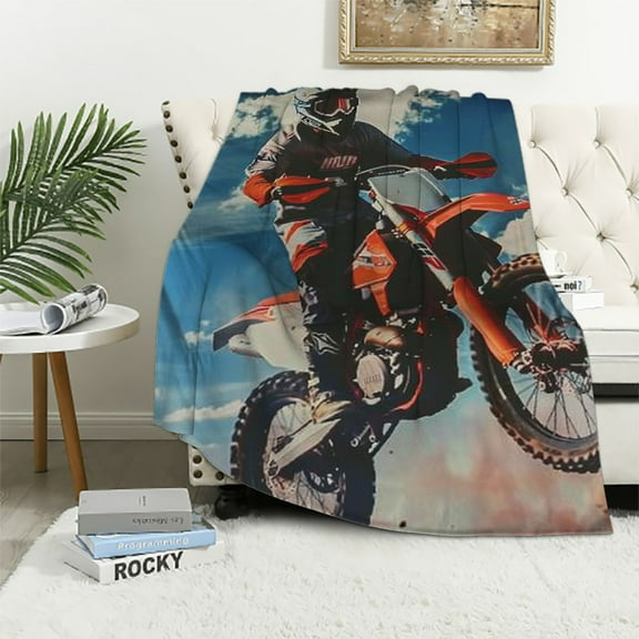 Creowell Motocross Blanket Throw Blanket Fuzzy Soft Blanket Flannel for Couch, Bed, Sofa Ultra Luxurious Warm and Cozy for All Seasons 40x50in