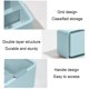 thumbnail image 5 of Makeup Storage Box with Lid | Double Compartment Organizer for Cosmetics and Lipsticks | Dustproof Plastic Box for Desktop | Jewelry, Swab, Miscellaneous Storage | 14.5x13x8cm | Blue Pink White, 5 of 6