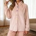 thumbnail image 2 of IWRICH Women's Soft Jacket Cozy Flannel Shirt Thermal Loungewear Top for Winter Comfortable Home Wear Pink M, 2 of 9
