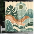 thumbnail image 3 of Ambesonne Monstera Shower Curtain, Abstract Landscape Boho, 69"Wx75"L, Evergreen Pale Seafoam, 3 of 4