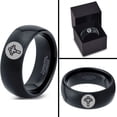 thumbnail image 4 of Tungsten Christian Catholic Cross Heart Shaped Band Ring 8mm Men Women Comfort Fit Black Dome Polished, 4 of 4