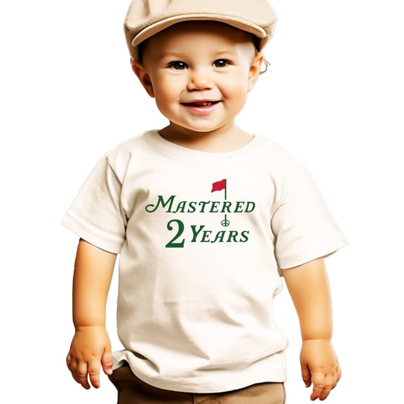 Mastered 2 Years Birthday Shirt for Boys Golf Themed Second Birthday Tee for Kids Natural Shirt 18 Months
