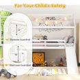 thumbnail image 6 of Gymax Loft Bed w/ Slide & Storage Staircase Twin Over Twin House-shaped Bunk Bed White, 6 of 10