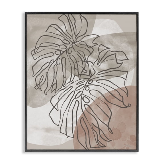 Stupell Industries Leaf Outlines in Earth Tones Abstract Painting Black Framed Art Print Wall Art, 11 x 14